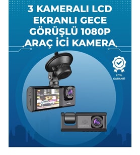 Gece Görüşlü 3'lü Araç Kamerası – Geri Görüş Destekli, 170° Geniş Açı