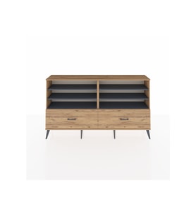 Arges Konsol 6 Raflı 2 Çekmeceli  176x30x99 Çam-Antrasit/Çam