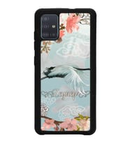 Samsung A51 Uyumlu Suluboya İsimli Leylek Tasarımlı Glossy Telefon Kılıfı