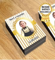 2 Temalı Kişiye Özel Resimli Doğum Günü Magneti  8x6 Cm 10 Adet (Gold)