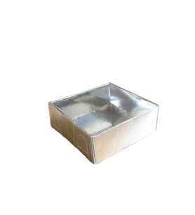 Asetat Kapaklı Karton Kutu 6X6X2.5 CM (50 Adet)  Gümüş