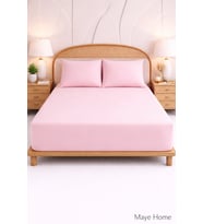 More Home Çift  Kişilik Lastikli Çarşaf  Seti + Yastık Kılıfı Pudra