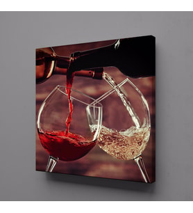 KIRMIZI BEYAZ ŞARAP KANVAS TABLO 90x90cm (Karışık)