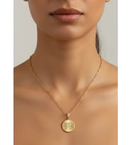 Çelik Gold Madalyon R Harf Kolye - 25-clkk205