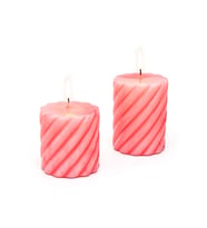 Pembe 2'li Spiral Blok Mum Seti