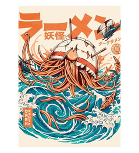 Kanagawa Kapalı Karanlık Büyük Ramen Tablo Ahşap Poster Dekoratif