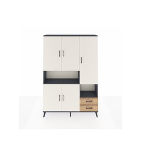 Arges Dolap 10 Raflı 2 Çekmeceli 5 Kapaklı 132x30x195 Antrasit-Aytaşı/Çam