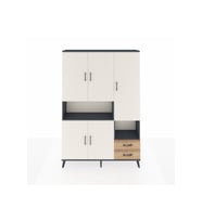 Arges Dolap 10 Raflı 2 Çekmeceli 5 Kapaklı 132x30x195 Antrasit-Aytaşı/Çam