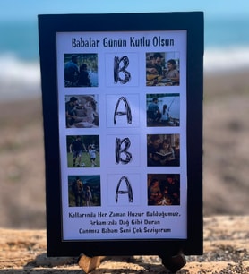 Kişiye Özel Fotoğraflı "BABA" Temalı Ahşap Çerçeve – Babalar Günü Hediyesi