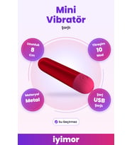 10 Fonksiyonlu USB Şarjlı Metalik Taşınabilir Kırmızı Mini Vibratör – iyimor