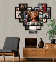 Kişiye Özel Mini 25 Fotoğraflı Ahşap Kolaj Tablo (UV BASKILI ASLA SOLMA KALKMA YAPMAZ) (Siyah)