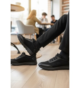 Enoch Hakiki Süet Deri Siyah Erkek Sneaker Ortopedik Taban
