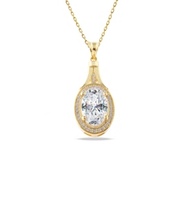 925 Ayar Gümüş Oval Kolye (Gold)