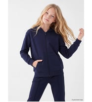 LCW Kids Lacivert Kapüşonlu Kız Çocuk Fermuarlı Sweatshirt