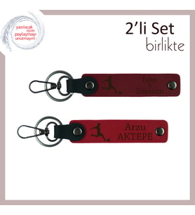 Sporcu Sevgiliye Doğum Günü Hediyesi, Özel İsimli Futbol Anahtarlık Set, Bordo-Kırmızı