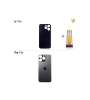iPhone 13 Pro Grafit Arka Kapak Arka Cam Batarya Kapağı Lazer Kesim Kapak Pil Kapağı + B-7000 Yapıştırıcı