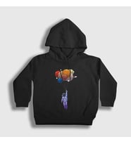 Presmono Unisex Çocuk Siyah Balloons Astronaut Space Astronot Uzay Kapüşonlu Sweatshirt 282128tt