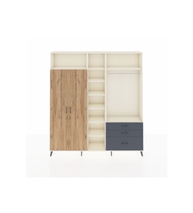 Arges Dolap 9 Raflı 3 Çekmeceli 2 Askılı 220x30x243 Aytaşı-Çam/Antrasit