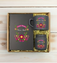 BK Gift Kişiye Özel İsimli DTF Anne Temalı Antrasit Defter & Kahve Fincanı & Mum Hediye Seti-6, Anneye Hediye, Anneler Günü Hediyesi