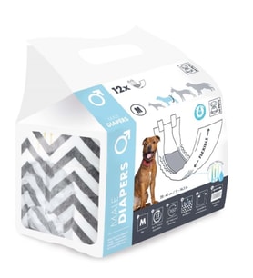 M-PETS Dıapers Erkek Köpekler İçin Külot (M) 12Li (Bel Çevresi 28-42 cm Köpekler İçin)