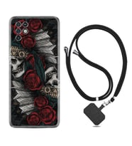 INFINIX Note 11 Pro Note 10 Hot 9 Play Kılıf Boyun Askılı Silikon Skull Rose 1673
