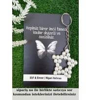 15 Adet Siyah Kelebek Kartlı İnci Anahtarlık - Nikah Hediyesi - Kına Hediyesi -