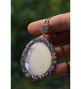 STONEAGE JEWELLERY Kedi Gözü Büyük Kolye (Altın / Dore)