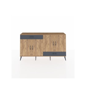 Arges Konsol 5 Raflı 2 Çekmeceli 4 Kapaklı 176x30x99 Çam-Çam/Antrasit