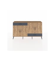 Arges Konsol 5 Raflı 2 Çekmeceli 4 Kapaklı 176x30x99 Çam-Çam/Antrasit