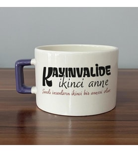 Kayınvalide İkinci Anne Baskılı Mor Kulplu C Fincan