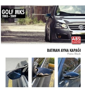 Drs Tuning Golf Uyumlu 5 (Mk5) (2003-2009) Batman Yarasa Ayna Kapağı (Parlak Siyah)