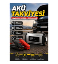 Çok Fonksiyonlu Araç Akü Takviye Cihazı Dijital Hava Kompresörü LED Işıklı Taşınabilir Güç Kaynağı