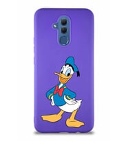 Huawei Mate 20 Lite Soft Premier Kapak Donald Duck-C Tasarımlı Silikon Kılıf - Mor (Şeffaf)