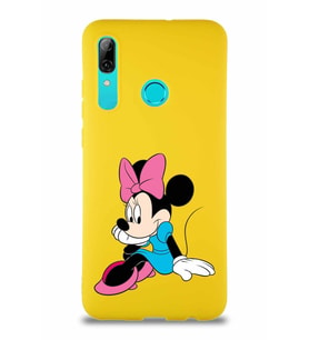Huawei P Smart 2019 Soft Premier Kapak Minnie Mouse-E Tasarımlı Silikon Kılıf - Sarı (Şeffaf)