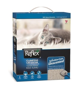 Reflex Hassas Kediler için Kokusuz Süper Hızlı Topaklanan Kedi Kumu 6lt MAVİ