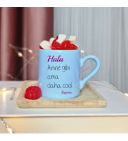 Hala Anne Gibi Ama Daha Cool Tasarımlı Kişiye Özel Mavi Türk Kahvesi Fincan