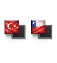 Buzdolap Magnetleri - Şili Bayrağı ve Türk Bayrağı - 2'li Set Magneti