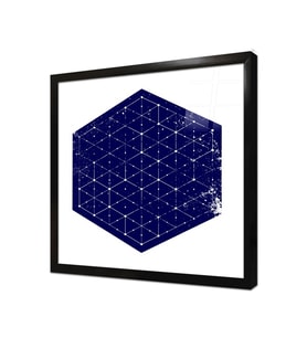 Tablosan Küp Geometrik Tasarım Çerçeveli Cam Tablo