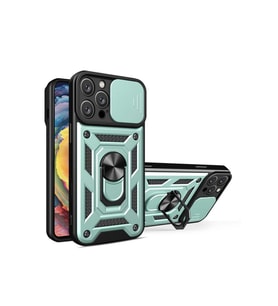 Newface Apple iPhone 16 Pro Max Kılıf Pars Lens Yüzüklü Silikon - Yeşil