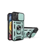 Newface Apple iPhone 16 Pro Max Kılıf Pars Lens Yüzüklü Silikon - Yeşil