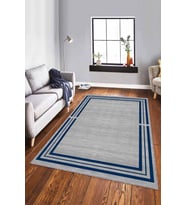 Lacivert Çerçeveli Kaymaz Tabanlı Dekoratif Halı RV082 - 100 x 160 cm