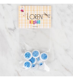 Loren Crafts 8 li Turkuaz Gülen Yüz Düğme - 633
