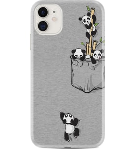 Apple iPhone 11 12 13 Mini Kılıf Desemli Silikon Pandalar 1798