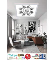 Desenli Panel Avize 60w Led Tavan Aydınlatma 60cmx60cm Beyaz Modern Çerçeve