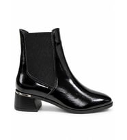 MYFİT SHOES 2902 KADIN HAKİKİ DERİ YANI LASTİKLİ KISA TOPUKLU BOT SİYAH KIRIŞIK RUGAN