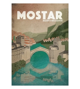 Mostar Seyahat Poster Tablo Ahşap Poster Dekoratif