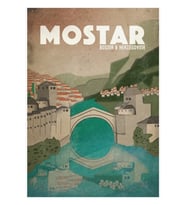 Mostar Seyahat Poster Tablo Ahşap Poster Dekoratif