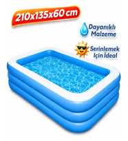 210X135X60cm Şişme Havuz 3 Katmanlı Yazlık Bahçe Havuzu Dikdörtgen Şişme Havuz Tatil Havuzu yaz