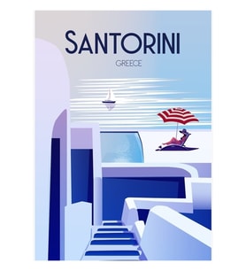 Santorini Seyahat Afişleri Tablo Ahşap Poster Dekoratif