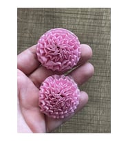 PEMBE KARANFİL ÇİÇEK TÜL APLİKE SÜS AKSESUAR 5 CM (2 ADET)